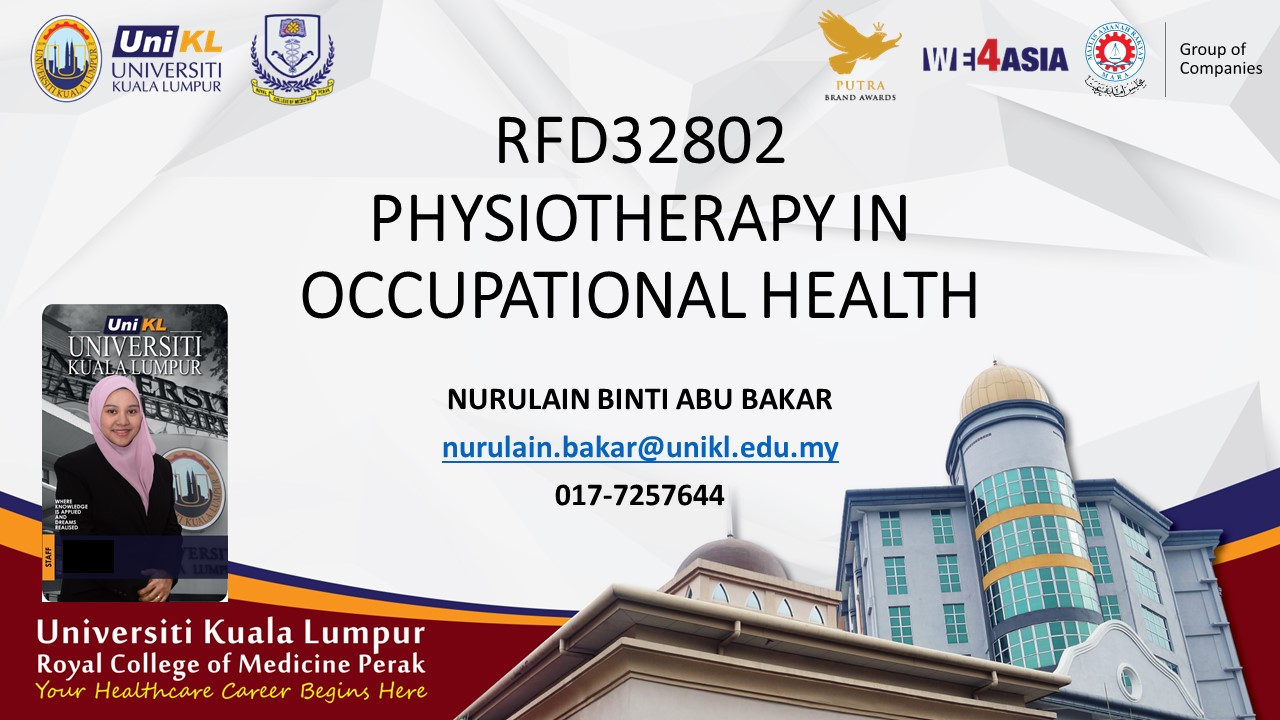 RFD32802 - PHYSIOTHERAPY IN OCCUPATIONAL HEALTH
